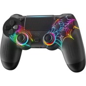 Resim Ps4 Joystick Pc Uyumlu Titreşimli Oyun Kolu Rgb Spiderman Bluetooth Gamepad Ps4/pc 