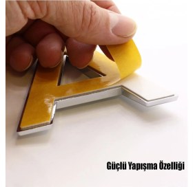 Resim Parlak Krom Yapışkanlı C Harfi, Kapı ve Oda Için 8.5 cm Posta Kutusu Harfi 