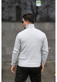 Resim Martino Butik Unisex Balıkçı Yaka Gri Triko Kazak Gri 