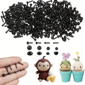 Resim 200/500 adet Mini Siyah Plastik Gözler ve Burunlar 3mm 4mm 5mm 6mm Karışık Boyutlarda Küçük Toplu El Sanatları Gözleri İğne Keçeleme Ayı Bebek Kukla Peluş Hayvan Dikiş Yapımı için (Mini boyut, Yıkama veya Arkalar Yok) 