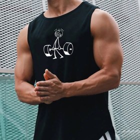 Resim 1 adet Erkek Yaz Modası Kolsuz Kas Tank Top, Nefes Alabilen Ter Emici Bol Kesim Atletik Yelek, Çabuk Kuruyan Basketbol Tişörtü, Polyester Örme Kumaş, Normal Kalıp Spor Stili, Ter Tutmayan 