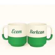 Resim Bk Gift Kişiye Özel Yeşil - Beyaz Taraftar İsimli İkili Kupa Bardak-1, Taraftar Hediyesi, Arkadaşa Hediyesi Kobitmeyencom34014 Bk Gift 