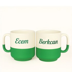 Resim Bk Gift Kişiye Özel Yeşil - Beyaz Taraftar İsimli İkili Kupa Bardak-1, Taraftar Hediyesi, Arkadaşa Hediyesi Kobitmeyencom34014 Bk Gift 