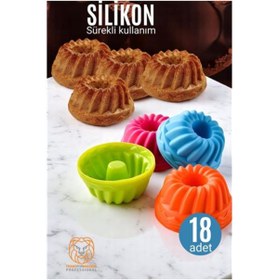 Resim ModaCar Engstore Silikon Göbekli Muffin CupCake Kalıbı - Sürekli Kullanım Muffin Kek Kalıbı 18 ADET 