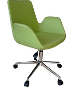 Resim Sekreter Sandalyesi Konik Yıldız Ayaklı Sarı Suni Deri Büro Sanda 