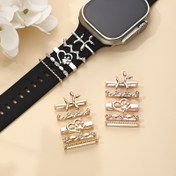 Resim 1 set Balon Köpek Yüzük Halkaları, Köpek Patisi iWatch Band Charms Kalp Taşlı Kayış ve Parlak Charm Kilitli Moda Hediye Evcil Hayvan Severler için 38mm 40mm 41mm 42mm 44mm 45mm 