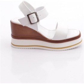 Resim Dgn 400-24170 Kadin Mega Kalin Taban Sandalet Beyaz 