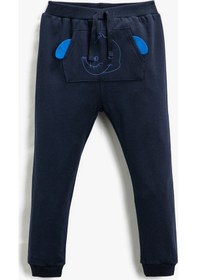 Resim Koton Jogger Eşofman Altı Fil Baskılı Kanguru Cepli Beli Bağlamalı Lacivert 3smb40008tk 3SMB40008TK720 Lacivert 