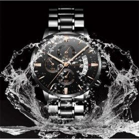 Resim Novahub Erkekler Paslanmaz Çelik Kemer İş Izle Su Geçirmez Rahat Takvim Kuvars İzle 2 Çok Renkli 