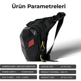 Resim Erkugo Çift LED Ekranlı Mini Bacak Çantası – Göz Tasarımlı, Ayarlanabilir Askılı, Unisex Teknolojik Çanta 