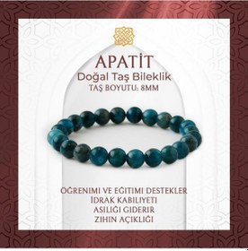 Resim Saff Doğaltaş Mavi Apatit 8 MM Doğal Taş Bileklik Çok Renkli 