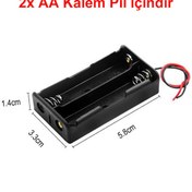 Resim 2'Li 1,5V Aa Kalem Pil Kutusu Yuvası 2X1,5V Kablolu Batarya Tutuc 