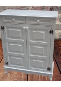 Resim Bengi Ayakkabılık Kareli Çok Amaç Model Parlak Beyaz 2 Kapaklı 