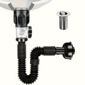 Resim Kolay Kurulum Esnek Lavabo Drenaj Borusu - Paslanmaz Çelik & ABS, Koku Üzetsiz Tıkanma Önleyici Tasarım, Mutfak ve Banyo Lavabolarına Uygun, Yerden Tasarruf Sağlayan, Sızdırmaz Silikon Conta, Alet Gerektirmeyen Montaj, Banyo Lavabosu Yükseltme, Pürüzsüz Kabartmalı Dokulu Yüzey, Yüksek Kaliteli Bağlantı Parçaları 