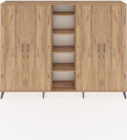 Resim Arges Dolap 12 Raflı 4 Kapaklı 220x30x163 Çam-çam Atlas Çam - Atlas Çam 