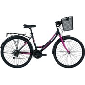 Resim Bisan BİSAN MABELLA KADIN ŞEHİR BİSİKLETİ 34CM V 24 JANT 21 VİTES MAT SİYAH MOR 