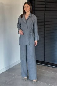 Resim Perry Kadın Ön Bağlamalı Kimono İkili Takım Antrasit TZL-P-00020750 