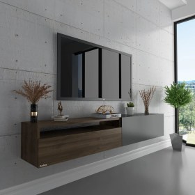 Resim Myniture Duvara Monte Tv Sehpası Ceviz Antrasit S6110-7 