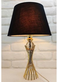 Resim Gold Kaplama Burgu Metal Ayaklı Kristal Cam Toplu Siyah Kumaş Ş Altın - Siyah 