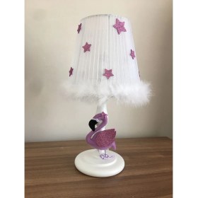 Resim Bebek Çocuk Odası Abajur Mor Filamingo 