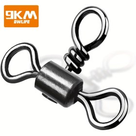 Resim 25 Adet Ağır Hizmet Tipi Paslanmaz Çelik Üçlü Döner Balıkçılık Bağlantı Elemanları - Siyah Nikel Kaplama, 3 Yönlü Döner Varil Dönerler, Korozyona Dayanıklı Tuzlu/Tatlı Su Hattı - Sörf, Jigging, Taban Balıkçılığı İçin Ücretsiz Takım Aksesuarları (25) 