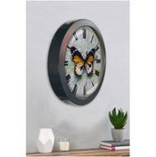 Resim Bahat Salon Ofis Duvar Saati Gri Metal Çerçeve 36 Cm 