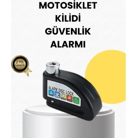 Resim Pileli Store Çelik Gövdeli Alarm Disk Kilidi Motosiklet ve Bisiklet Için Güvenlik 