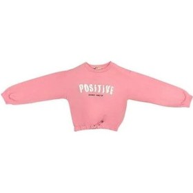 Resim Kız Çocuk Positive Baskılı Sweatshirt-14230 Neon Pembe 