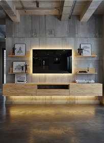 Resim Resital Ledli Duvara Monte Tv Sehpası - Çam - W6017-6 Çam 