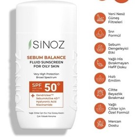 Resim Sinoz Spf 50 Sebum Dengeleyici Aydınlatıcı Yüksek Koruma Yüz Güneş Kremi 50ml 