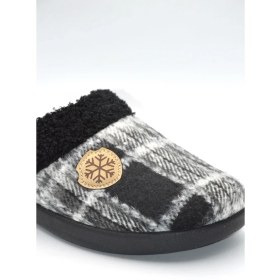 Resim Shoemix Erkek Siyah Kare Desenli Kışlık Keçe Ev Terliği 