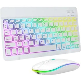 Resim Türkçe Q Aydınlatmalı Klavye Mouse Seti Kablosuz Bluetooth Destekli Diğer 
