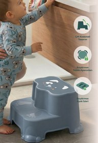 Resim Wumboo Kaydırmaz Çocuk Basamağı - Çift Katlı Banyo Merdiven Yükseltici Bebek Basamağı -Mavi 