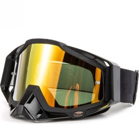 Resim Motoanl Motosiklet Motocross Gözlük Polikarbonat Lens Profesyonel Mx Atv Enduro Mtb Kross Gözlük Siyah-Sarı 