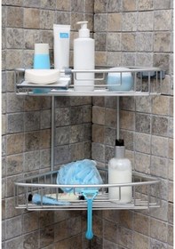 Resim Primanova Paloma Alüminyum Banyo Duş Köşe Raf Seti 2 Raflı Çok Renkli 