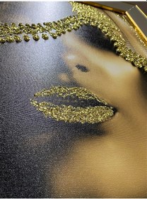 Resim Ayna Çerçeveli Kanvas Tablo Altın Simli Örtülü Kadın 