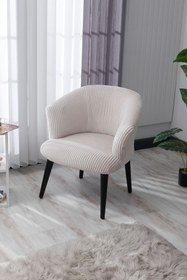 Resim Model Concept BERJER Tekli Koltuk,Konforlu,Şık,Ekru Kadife Kumaş,Siyah Ahşap Ayak 