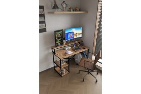 Resim Miyuhome Bilgisayar Masası Oyuncu Masası Çalışma Masası 2 Raflı Metal Çalışma Masası 