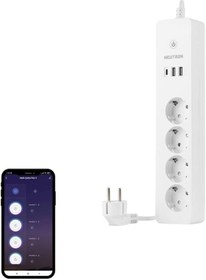 Resim Yıldızan Akıllı Wi-fi Destekli 16a 4'lü Çocuk Kilitli Akım Korumalı Çoklu Priz - NeutronLife Uygulaması Üzeri 