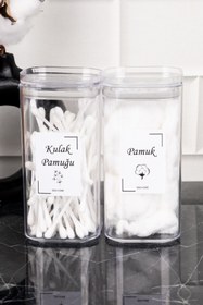 Resim DNS HOME 2'li Banyo Seti Kulak Pamuğu Ve Pamuk Organizeri Banyo Düzenleyici Mika Set 