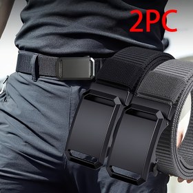Resim 2 Adet Erkek Ayarlanabilir Kanvas Kemer - Dayanıklı, Moda Tasarımı Otomatik Toka ile Dış Mekan Antrenmanı & Günlük Kullanım, Kolej Stili 