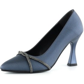 Resim Erkan Saçmacı Abby Lacivert Saten Burma Taşlı Abiye Ayakkabı 