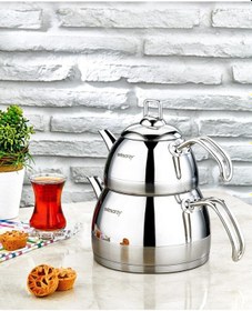 Resim Çelik Venüs Orta Boy Çaydanlık Takımı Metalik Çelik 