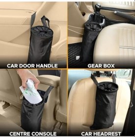 Resim Araba Çöp Kutusu, 2 Adet Siyah Oxford Kumaş, Sızdırmaz İç Astar, Ayarlanabilir Askılı Atık Torbası, Katlanabilir Pratik Organizer, Koltuk Arkası Asılabilir Kap, Suv Ve Kamyon İçin Uygun 