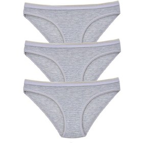 Resim Kadın 3'Lü Paket Desenli Bikini Külot Gri (481017809)-Tek Ebat-Gri 