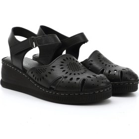 Resim Gönderi R Kadın Siyah Cırt Bantlı Dolgu Topuk Hakiki Deri Sandalet Dyza70945885 Siyah 