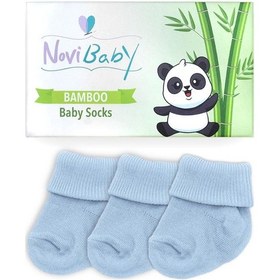 Resim Novibaby 3'lü Bambu Yenidoğan Bebek Çorabı I Dusty Blue I 0-6 ay "Karışık Renkli" 