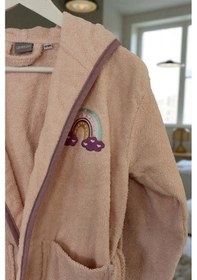 Resim %100 Pamuklu Pudra Çocuk Bornozu - 2-4 Yaş - Yumuşak, Nefes Alabilir Pudra 