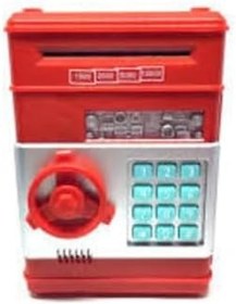 Resim Bilger Şifreli Otomatik Kağıt Para Alan Atm Kasa Kumbara - Kırmızı 