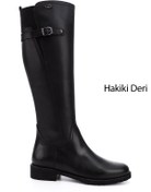 Resim GÖNDERİ(R) Kadın / Kız Siyah Fermuarlı Kauçuk Taban Hakiki Deri Çizme 